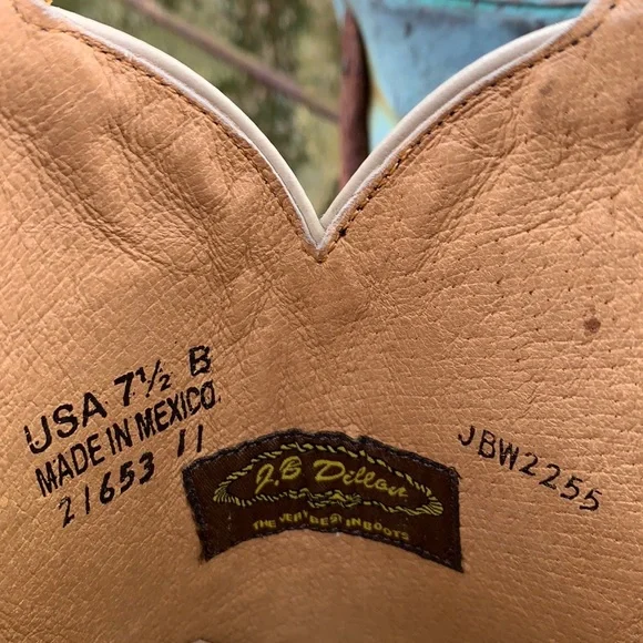 JB Dillon J.B. Dillon Near-NEW Lucky Horseshoe Cowgirl Cowboy Western Boots 7.5 - Picture 6 of 9